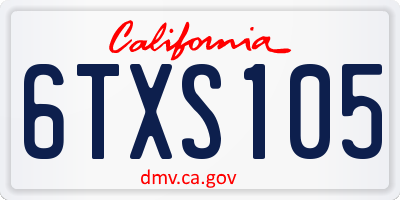 CA license plate 6TXS105