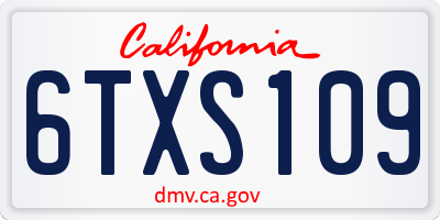 CA license plate 6TXS109