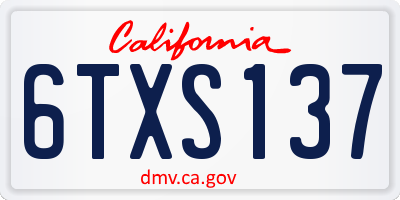 CA license plate 6TXS137