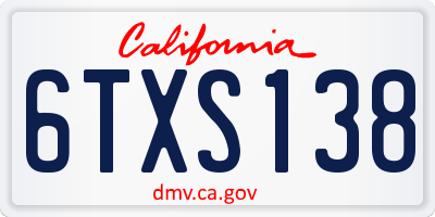 CA license plate 6TXS138