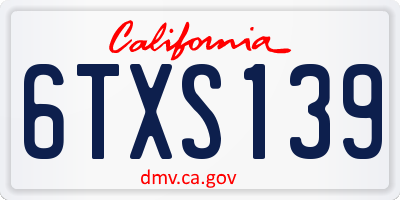 CA license plate 6TXS139