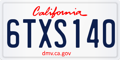 CA license plate 6TXS140
