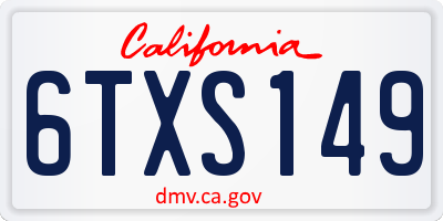 CA license plate 6TXS149