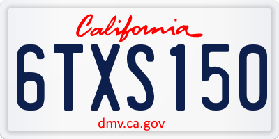 CA license plate 6TXS150