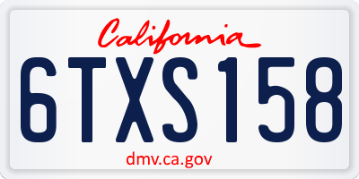 CA license plate 6TXS158