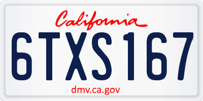 CA license plate 6TXS167
