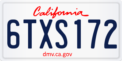 CA license plate 6TXS172