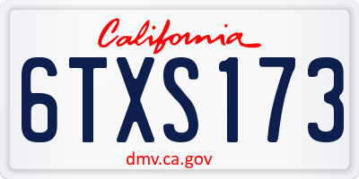 CA license plate 6TXS173