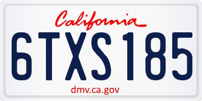 CA license plate 6TXS185