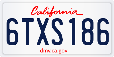 CA license plate 6TXS186