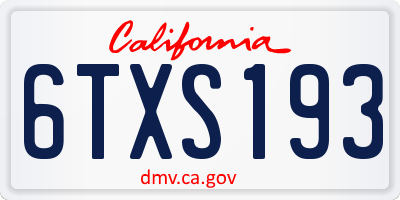 CA license plate 6TXS193