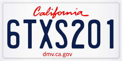 CA license plate 6TXS201