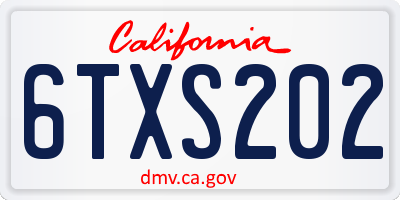 CA license plate 6TXS202