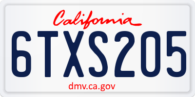 CA license plate 6TXS205