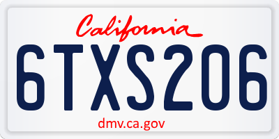 CA license plate 6TXS206