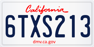 CA license plate 6TXS213