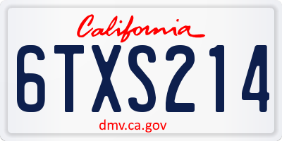 CA license plate 6TXS214