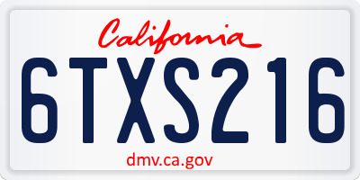 CA license plate 6TXS216