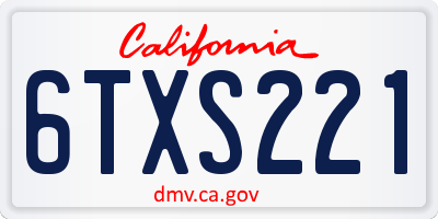 CA license plate 6TXS221