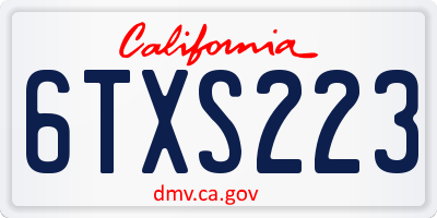 CA license plate 6TXS223