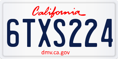 CA license plate 6TXS224
