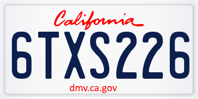 CA license plate 6TXS226