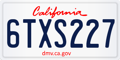 CA license plate 6TXS227
