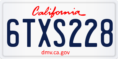 CA license plate 6TXS228
