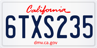 CA license plate 6TXS235