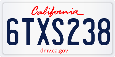 CA license plate 6TXS238