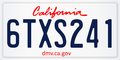 CA license plate 6TXS241