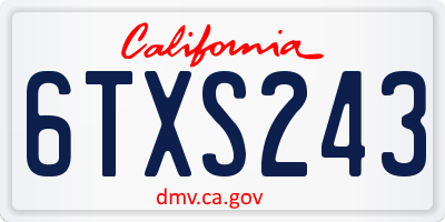 CA license plate 6TXS243