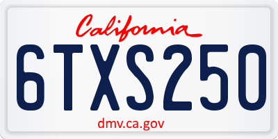 CA license plate 6TXS250