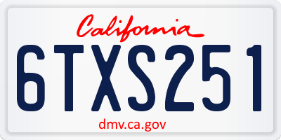 CA license plate 6TXS251