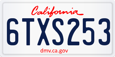 CA license plate 6TXS253