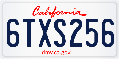 CA license plate 6TXS256
