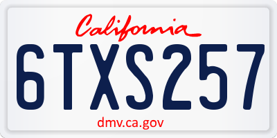 CA license plate 6TXS257