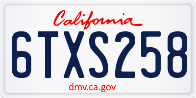 CA license plate 6TXS258