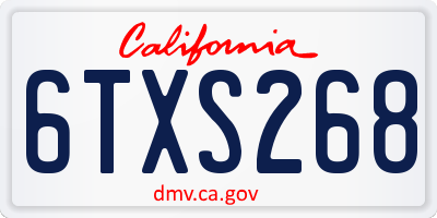 CA license plate 6TXS268