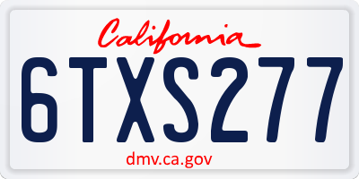 CA license plate 6TXS277