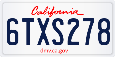 CA license plate 6TXS278