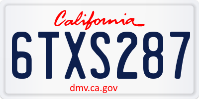 CA license plate 6TXS287