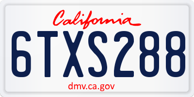 CA license plate 6TXS288