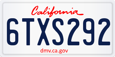 CA license plate 6TXS292