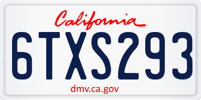 CA license plate 6TXS293