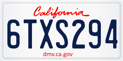 CA license plate 6TXS294