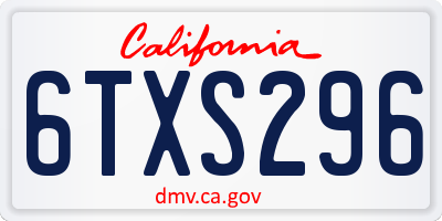 CA license plate 6TXS296