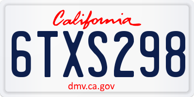 CA license plate 6TXS298