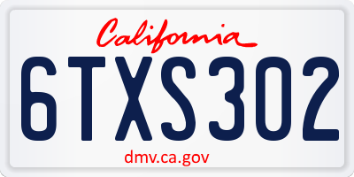 CA license plate 6TXS302