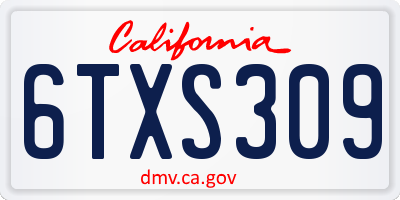 CA license plate 6TXS309